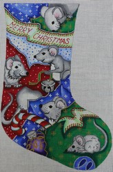 click here to view larger image of Mouse Merry Christmas Stocking (hand painted canvases)