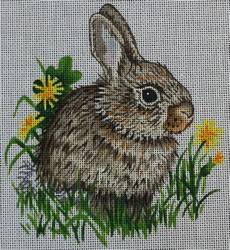 click here to view larger image of Bunny w/Dandelions (hand painted canvases)