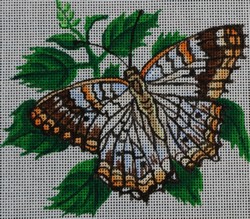 click here to view larger image of Orange/Brown/White Butterfly w/Leaves (hand painted canvases)