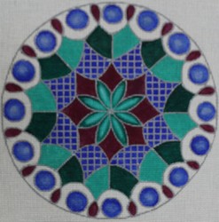 click here to view larger image of Kaleidoscope w/White/Maroon/Dark Green (hand painted canvases)