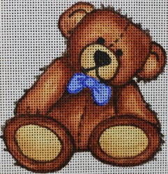 click here to view larger image of Teddy Bear w/Blue Bowtie (hand painted canvases)