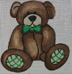 click here to view larger image of Teddy Bear w/Green Bowtie (hand painted canvases)