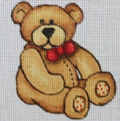 click here to view larger image of Light Brown Teddy Red Bowtie (hand painted canvases)
