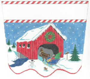 click here to view larger image of Covered Bridge Christmas (hand painted canvases)
