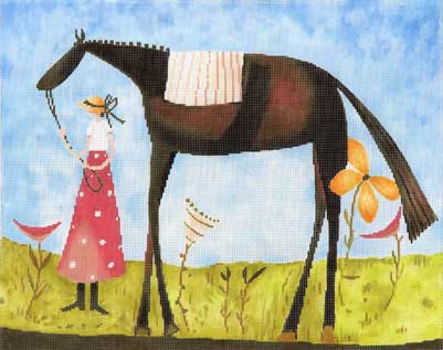 click here to view larger image of Girl w/Hat and Horse (hand painted canvases)
