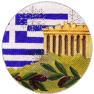 click here to view larger image of Greece Ornament (hand painted canvases)