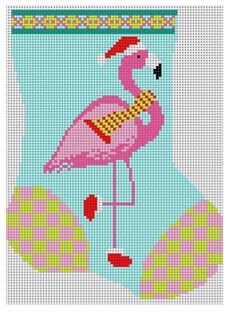 click here to view larger image of Flamingo w/Santa Hat (hand painted canvases)