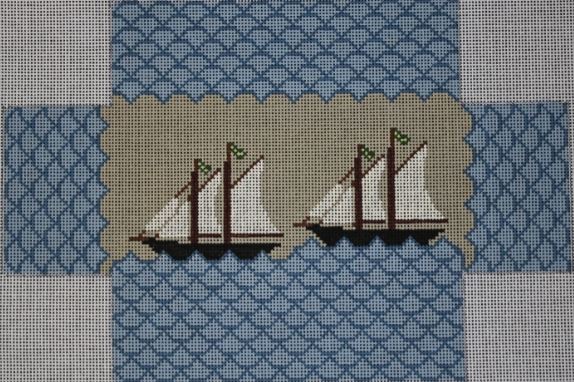 click here to view larger image of Sailboats Brick Cover (hand painted canvases)