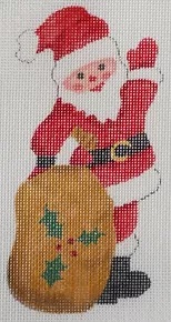 click here to view larger image of Jolly Waving Santa w/Sack (hand painted canvases 2)