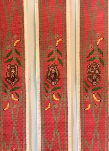 click here to view larger image of Luggage Straps - Speak No/See No/Hear No Monkeys (hand painted canvases)
