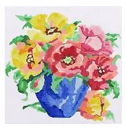 click here to view larger image of Bowl of Poppies (hand painted canvases)