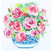 click here to view larger image of Bowl of Roses (hand painted canvases)