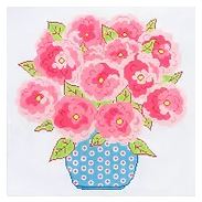 click here to view larger image of Bowl of Pink Flowers (hand painted canvases)