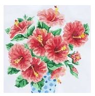 click here to view larger image of Blue Vase of Hibiscus (hand painted canvases)