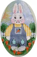 click here to view larger image of Bunny/Overalls Egg (hand painted canvases)