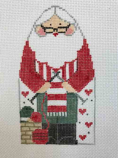 click here to view larger image of Domed Knitting Santa (hand painted canvases)