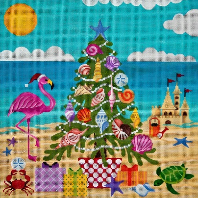 click here to view larger image of Christmas at the Beach (hand painted canvases)