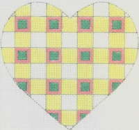 click here to view larger image of Hearts in Check   (hand painted canvases)