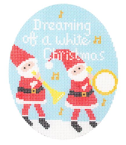 click here to view larger image of Musical Santas - Dreaming of a White Christmas (printed canvas)