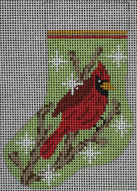 click here to view larger image of Cardinal Mini Stocking (hand painted canvases)