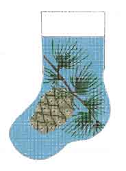 click here to view larger image of Pinecone Mini Stocking (hand painted canvases)