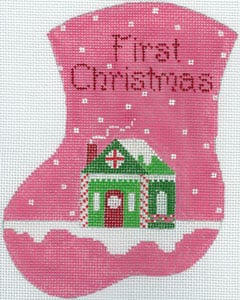 click here to view larger image of First Christmas Girl - Gingerbread House (hand painted canvases)