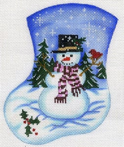 click here to view larger image of Snowman w/Red Bird (hand painted canvases)