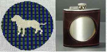 click here to view larger image of Flask - Yellow Lab on Plaid (hand painted canvases)