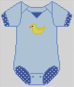 click here to view larger image of Baby Onesie - Blue w/Duck (hand painted canvases)