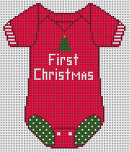 click here to view larger image of Baby Onesie - Red First Christmas (hand painted canvases)