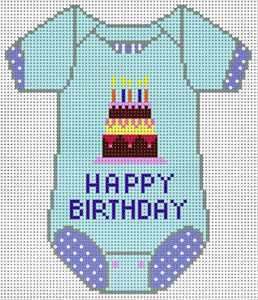 click here to view larger image of Baby Onesie - Happy Birthday (hand painted canvases)