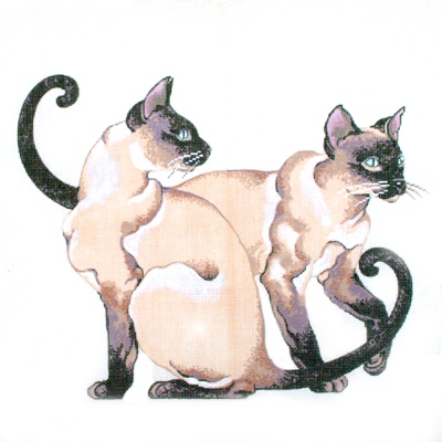 click here to view larger image of Siamese Cats (hand painted canvases)