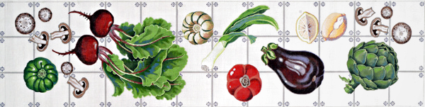 click here to view larger image of Table Runner Veggies on Tile (hand painted canvases)
