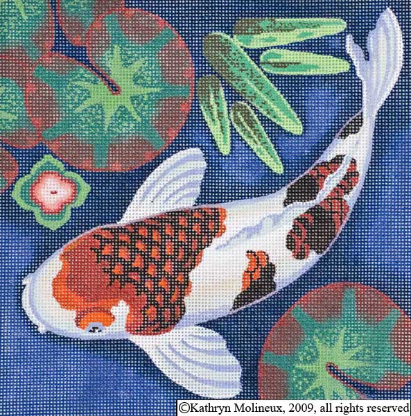 click here to view larger image of Squares - Three Color Carp (hand painted canvases)