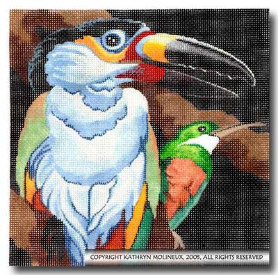 click here to view larger image of Squares - Toucan and Hummingbird (hand painted canvases)
