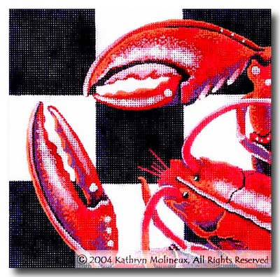 click here to view larger image of Squares - Lobster (hand painted canvases)