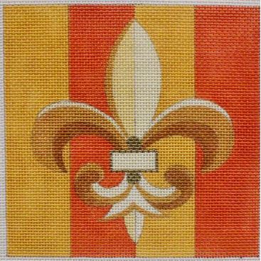 click here to view larger image of Fleur de Lis/Orange (hand painted canvases)