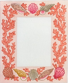 click here to view larger image of Frame Shells/Coral on Pink Sand  (hand painted canvases 2)
