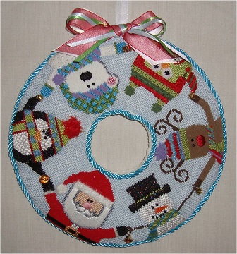 click here to view larger image of Santa and Friends Wreath (hand painted canvases)