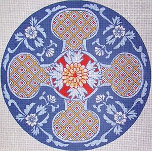 click here to view larger image of Round Imari Blue/Rust (hand painted canvases)