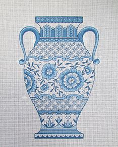 click here to view larger image of Blue Urn w/ Handles (hand painted canvases)