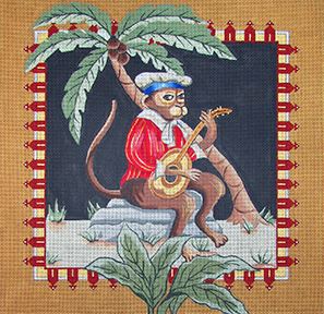 click here to view larger image of Monkey w/Lute (hand painted canvases)
