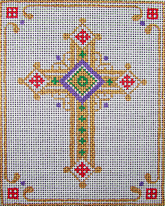 click here to view larger image of Cross Gold w/ Border - 535-JH (hand painted canvases)