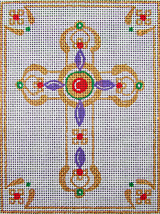 click here to view larger image of Cross Gold w/ Border - 534-JH (hand painted canvases)
