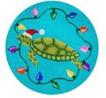 click here to view larger image of Turtle w/Christmas Lights (hand painted canvases)