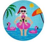 click here to view larger image of Mrs. Santa and Flamingos (hand painted canvases)