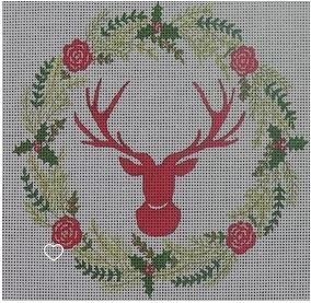 click here to view larger image of Trophy Deer/Wreath (hand painted canvases)