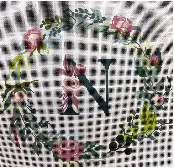 click here to view larger image of Floral Alphabet - N (hand painted canvases)
