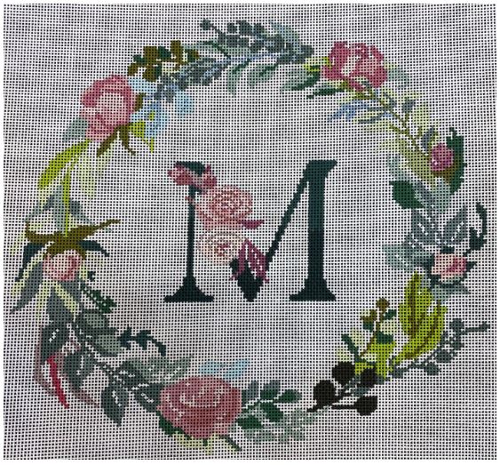 click here to view larger image of Floral Alphabet - M (hand painted canvases)