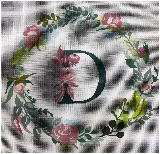 click here to view larger image of Floral Alphabet - D (hand painted canvases)